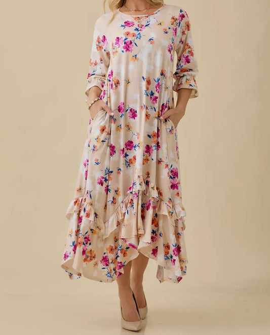 *SALE*  
Plus Size Florla Ruffle Hem Modest Midi Dress