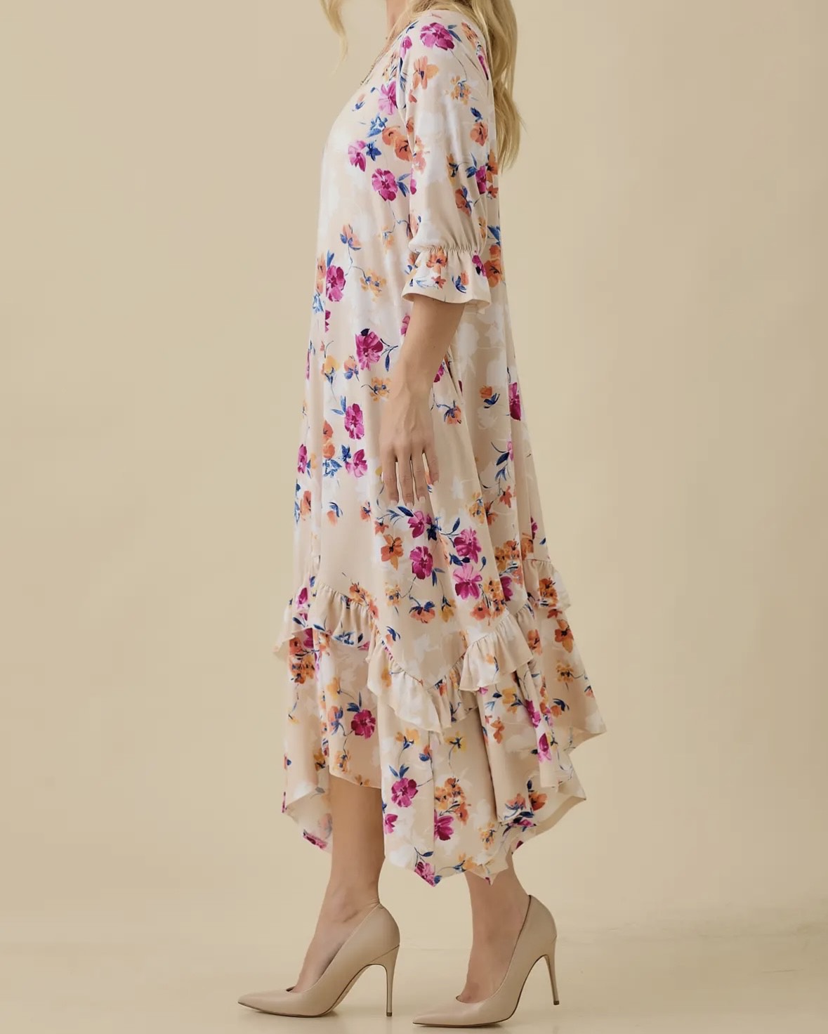 *SALE*  
Plus Size Florla Ruffle Hem Modest Midi Dress